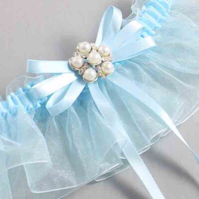 Alice Blue and Light-Blue Organza Wedding Garter / Solid Blue Wedding Garters / Wedding Garter / Custom Wedding Garter / Bridal Garter / Prom Garter / Linda Joyce Couture / Personalized Garter / Personalized Wedding Garter / Personalized Prom Garter
