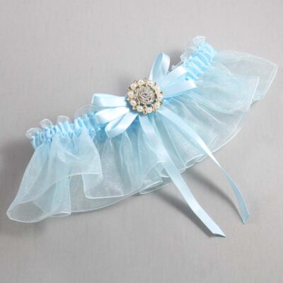 Alice Blue and Light-Blue Organza Wedding Garter / Solid Blue Wedding Garters / Wedding Garter / Custom Wedding Garter / Bridal Garter / Prom Garter / Linda Joyce Couture / Personalized Garter / Personalized Wedding Garter / Personalized Prom Garter