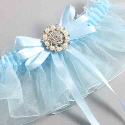Alice Blue and Light-Blue Organza Wedding Garter / Solid Blue Wedding Garters / Wedding Garter / Custom Wedding Garter / Bridal Garter / Prom Garter / Linda Joyce Couture / Personalized Garter / Personalized Wedding Garter / Personalized Prom Garter