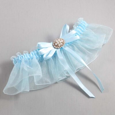 Alice Blue and Light-Blue Organza Wedding Garter / Solid Blue Wedding Garters / Wedding Garter / Custom Wedding Garter / Bridal Garter / Prom Garter / Linda Joyce Couture / Personalized Garter / Personalized Wedding Garter / Personalized Prom Garter
