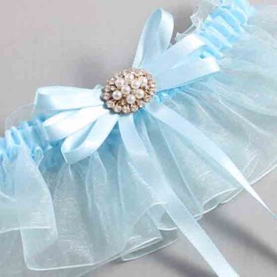 Alice Blue and Light-Blue Organza Wedding Garter / Solid Blue Wedding Garters / Wedding Garter / Custom Wedding Garter / Bridal Garter / Prom Garter / Linda Joyce Couture / Personalized Garter / Personalized Wedding Garter / Personalized Prom Garter