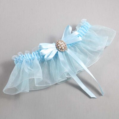 Alice Blue and Light-Blue Organza Wedding Garter / Solid Blue Wedding Garters / Wedding Garter / Custom Wedding Garter / Bridal Garter / Prom Garter / Linda Joyce Couture / Personalized Garter / Personalized Wedding Garter / Personalized Prom Garter