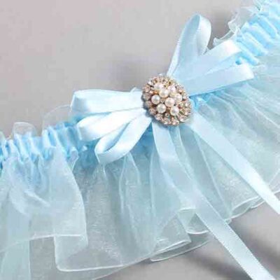 Alice Blue and Light-Blue Organza Wedding Garter / Solid Blue Wedding Garters / Wedding Garter / Custom Wedding Garter / Bridal Garter / Prom Garter / Linda Joyce Couture / Personalized Garter / Personalized Wedding Garter / Personalized Prom Garter