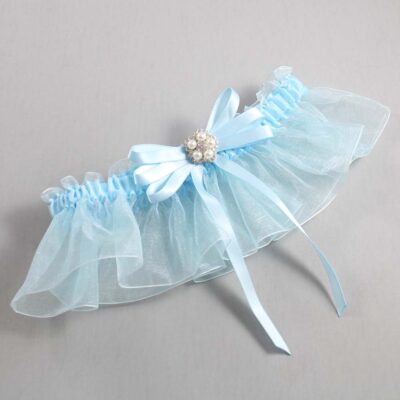 Alice Blue and Light-Blue Organza Wedding Garter / Solid Blue Wedding Garters / Wedding Garter / Custom Wedding Garter / Bridal Garter / Prom Garter / Linda Joyce Couture / Personalized Garter / Personalized Wedding Garter / Personalized Prom Garter