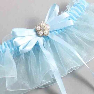 Alice Blue and Light-Blue Organza Wedding Garter / Solid Blue Wedding Garters / Wedding Garter / Custom Wedding Garter / Bridal Garter / Prom Garter / Linda Joyce Couture / Personalized Garter / Personalized Wedding Garter / Personalized Prom Garter