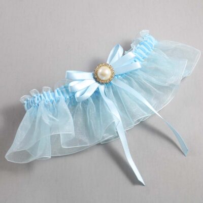 Alice Blue and Light-Blue Organza Wedding Garter / Solid Blue Wedding Garters / Wedding Garter / Custom Wedding Garter / Bridal Garter / Prom Garter / Linda Joyce Couture / Personalized Garter / Personalized Wedding Garter / Personalized Prom Garter