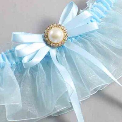 Alice Blue and Light-Blue Organza Wedding Garter / Solid Blue Wedding Garters / Wedding Garter / Custom Wedding Garter / Bridal Garter / Prom Garter / Linda Joyce Couture / Personalized Garter / Personalized Wedding Garter / Personalized Prom Garter