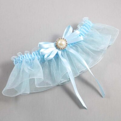 Alice Blue and Light-Blue Organza Wedding Garter / Solid Blue Wedding Garters / Wedding Garter / Custom Wedding Garter / Bridal Garter / Prom Garter / Linda Joyce Couture / Personalized Garter / Personalized Wedding Garter / Personalized Prom Garter