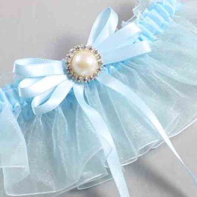 Alice Blue and Light-Blue Organza Wedding Garter / Solid Blue Wedding Garters / Wedding Garter / Custom Wedding Garter / Bridal Garter / Prom Garter / Linda Joyce Couture / Personalized Garter / Personalized Wedding Garter / Personalized Prom Garter