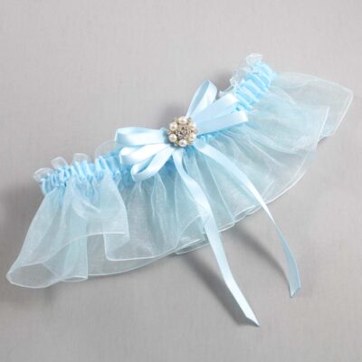 Alice Blue and Light-Blue Organza Wedding Garter / Solid Blue Wedding Garters / Wedding Garter / Custom Wedding Garter / Bridal Garter / Prom Garter / Linda Joyce Couture / Personalized Garter / Personalized Wedding Garter / Personalized Prom Garter