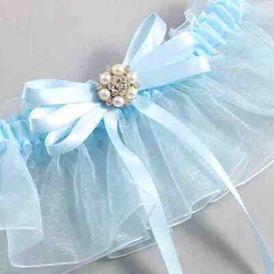 Alice Blue and Light-Blue Organza Wedding Garter / Solid Blue Wedding Garters / Wedding Garter / Custom Wedding Garter / Bridal Garter / Prom Garter / Linda Joyce Couture / Personalized Garter / Personalized Wedding Garter / Personalized Prom Garter
