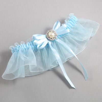 Alice Blue and Light-Blue Organza Wedding Garter / Solid Blue Wedding Garters / Wedding Garter / Custom Wedding Garter / Bridal Garter / Prom Garter / Linda Joyce Couture / Personalized Garter / Personalized Wedding Garter / Personalized Prom Garter