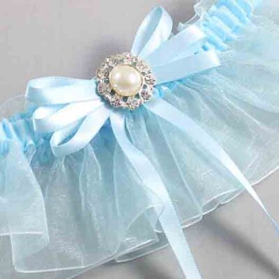 Alice Blue and Light-Blue Organza Wedding Garter / Solid Blue Wedding Garters / Wedding Garter / Custom Wedding Garter / Bridal Garter / Prom Garter / Linda Joyce Couture / Personalized Garter / Personalized Wedding Garter / Personalized Prom Garter