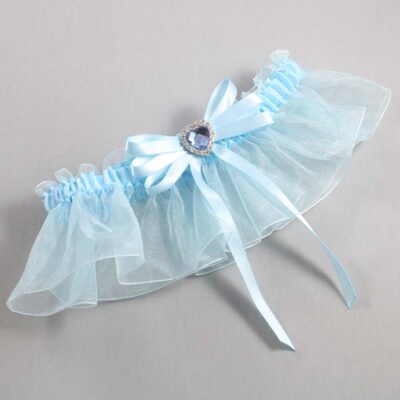 Alice Blue and Light-Blue Organza Wedding Garter / Solid Blue Wedding Garters / Wedding Garter / Custom Wedding Garter / Bridal Garter / Prom Garter / Linda Joyce Couture / Personalized Garter / Personalized Wedding Garter / Personalized Prom Garter