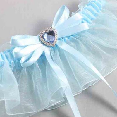Alice Blue and Light-Blue Organza Wedding Garter / Solid Blue Wedding Garters / Wedding Garter / Custom Wedding Garter / Bridal Garter / Prom Garter / Linda Joyce Couture / Personalized Garter / Personalized Wedding Garter / Personalized Prom Garter