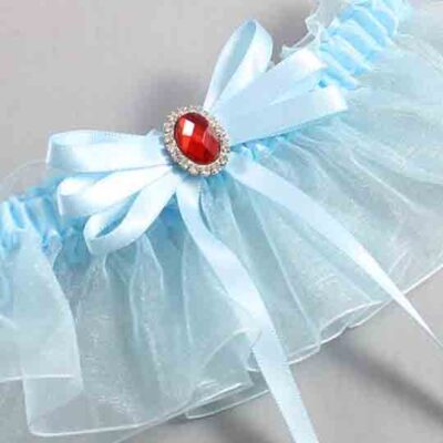 Alice Blue and Light-Blue Organza Wedding Garter / Solid Blue Wedding Garters / Wedding Garter / Custom Wedding Garter / Bridal Garter / Prom Garter / Linda Joyce Couture / Personalized Garter / Personalized Wedding Garter / Personalized Prom Garter