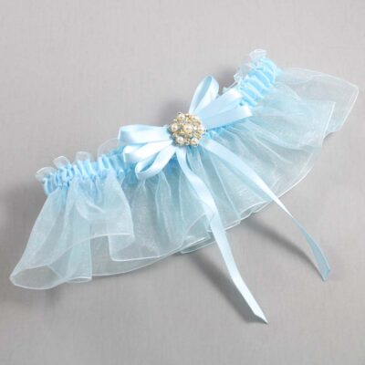 Alice Blue and Light-Blue Organza Wedding Garter / Solid Blue Wedding Garters / Wedding Garter / Custom Wedding Garter / Bridal Garter / Prom Garter / Linda Joyce Couture / Personalized Garter / Personalized Wedding Garter / Personalized Prom Garter