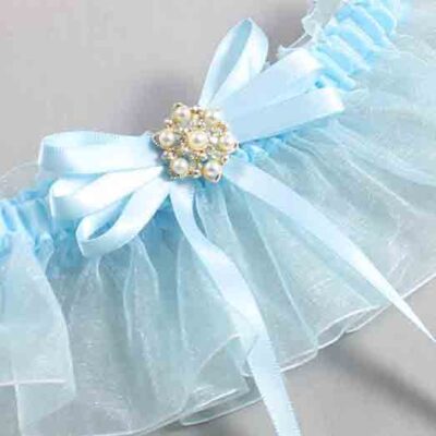 Alice Blue and Light-Blue Organza Wedding Garter / Solid Blue Wedding Garters / Wedding Garter / Custom Wedding Garter / Bridal Garter / Prom Garter / Linda Joyce Couture / Personalized Garter / Personalized Wedding Garter / Personalized Prom Garter