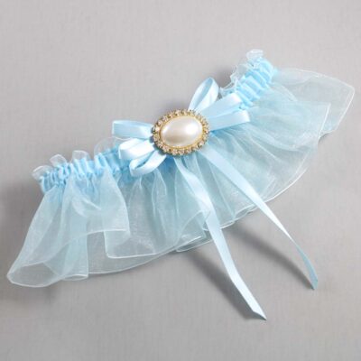 Alice Blue and Light-Blue Organza Wedding Garter / Solid Blue Wedding Garters / Wedding Garter / Custom Wedding Garter / Bridal Garter / Prom Garter / Linda Joyce Couture / Personalized Garter / Personalized Wedding Garter / Personalized Prom Garter