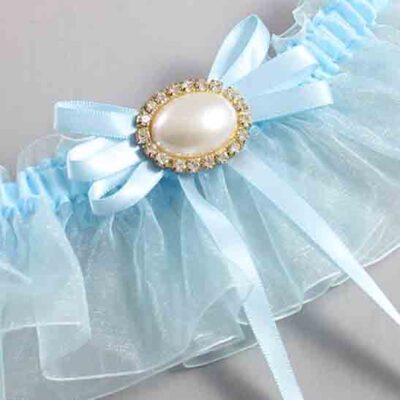 Alice Blue and Light-Blue Organza Wedding Garter / Solid Blue Wedding Garters / Wedding Garter / Custom Wedding Garter / Bridal Garter / Prom Garter / Linda Joyce Couture / Personalized Garter / Personalized Wedding Garter / Personalized Prom Garter