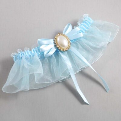 Alice Blue and Light-Blue Organza Wedding Garter / Solid Blue Wedding Garters / Wedding Garter / Custom Wedding Garter / Bridal Garter / Prom Garter / Linda Joyce Couture / Personalized Garter / Personalized Wedding Garter / Personalized Prom Garter
