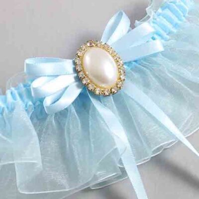 Alice Blue and Light-Blue Organza Wedding Garter / Solid Blue Wedding Garters / Wedding Garter / Custom Wedding Garter / Bridal Garter / Prom Garter / Linda Joyce Couture / Personalized Garter / Personalized Wedding Garter / Personalized Prom Garter