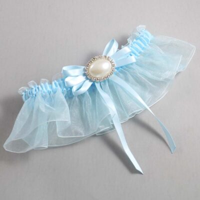 Alice Blue and Light-Blue Organza Wedding Garter / Solid Blue Wedding Garters / Wedding Garter / Custom Wedding Garter / Bridal Garter / Prom Garter / Linda Joyce Couture / Personalized Garter / Personalized Wedding Garter / Personalized Prom Garter