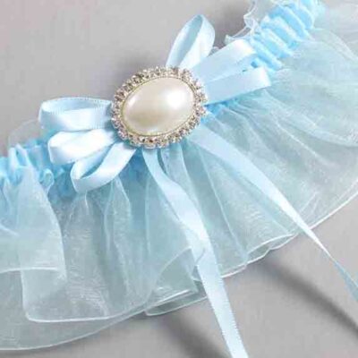 Alice Blue and Light-Blue Organza Wedding Garter / Solid Blue Wedding Garters / Wedding Garter / Custom Wedding Garter / Bridal Garter / Prom Garter / Linda Joyce Couture / Personalized Garter / Personalized Wedding Garter / Personalized Prom Garter