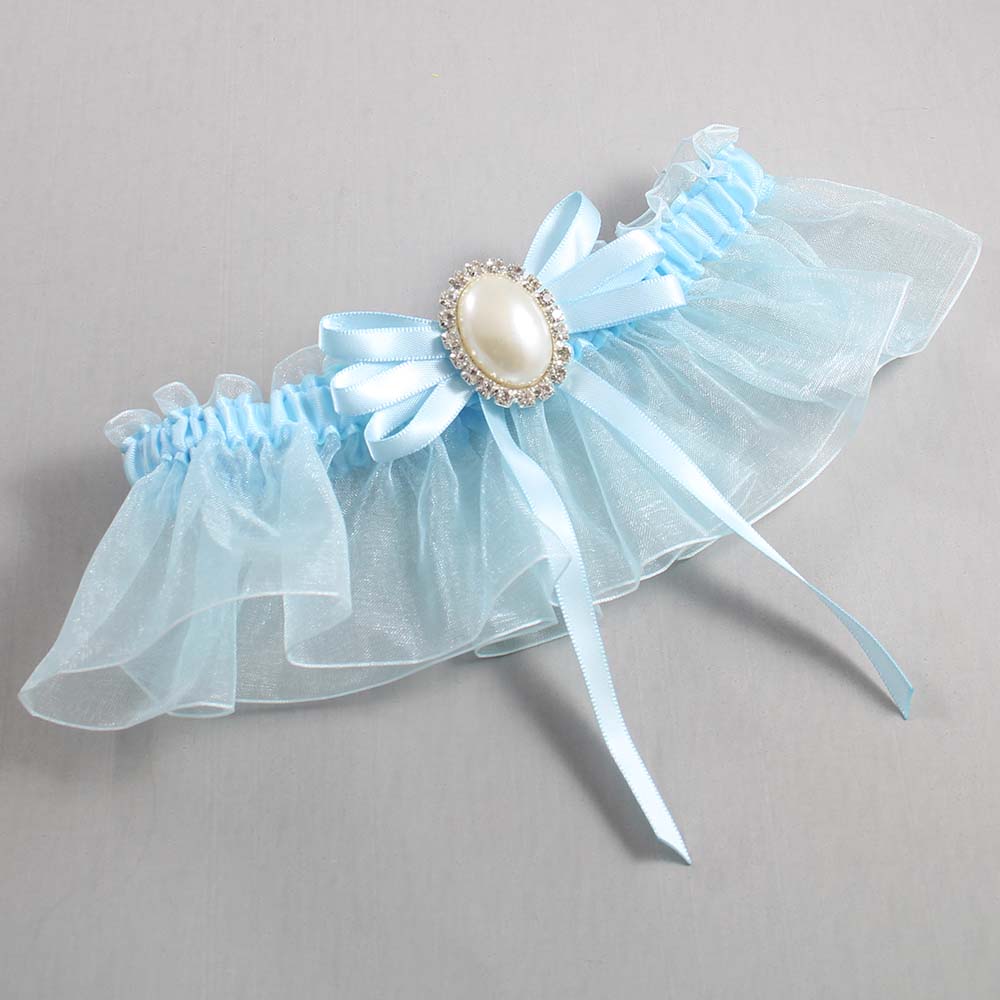 Alice Blue and Light-Blue Organza Wedding Garter / Solid Blue Wedding Garters / Wedding Garter / Custom Wedding Garter / Bridal Garter / Prom Garter / Linda Joyce Couture / Personalized Garter / Personalized Wedding Garter / Personalized Prom Garter
