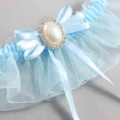 Alice Blue and Light-Blue Organza Wedding Garter / Solid Blue Wedding Garters / Wedding Garter / Custom Wedding Garter / Bridal Garter / Prom Garter / Linda Joyce Couture / Personalized Garter / Personalized Wedding Garter / Personalized Prom Garter