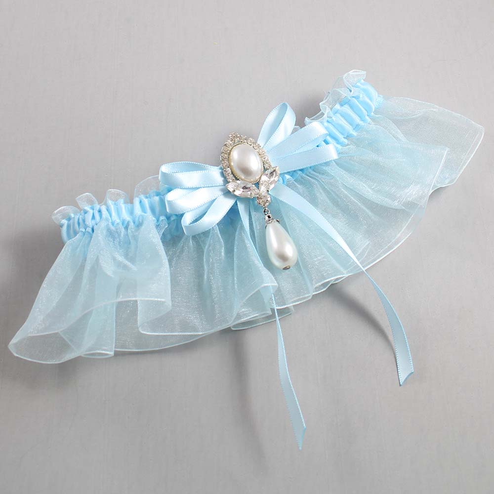 Alice Blue and Light-Blue Organza Wedding Garter / Solid Blue Wedding Garters / Wedding Garter / Custom Wedding Garter / Bridal Garter / Prom Garter / Linda Joyce Couture / Personalized Garter / Personalized Wedding Garter / Personalized Prom Garter