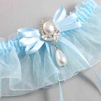 Alice Blue and Light-Blue Organza Wedding Garter / Solid Blue Wedding Garters / Wedding Garter / Custom Wedding Garter / Bridal Garter / Prom Garter / Linda Joyce Couture / Personalized Garter / Personalized Wedding Garter / Personalized Prom Garter