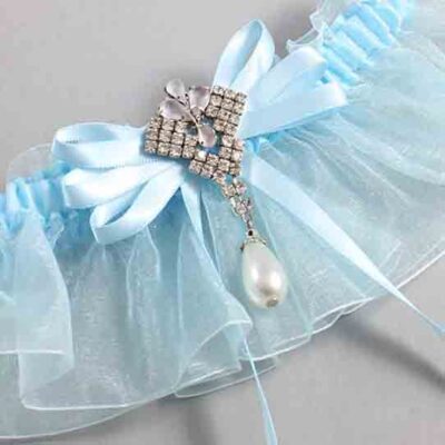 Alice Blue and Light-Blue Organza Wedding Garter / Solid Blue Wedding Garters / Wedding Garter / Custom Wedding Garter / Bridal Garter / Prom Garter / Linda Joyce Couture / Personalized Garter / Personalized Wedding Garter / Personalized Prom Garter