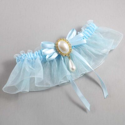 Alice Blue and Light-Blue Organza Wedding Garter / Solid Blue Wedding Garters / Wedding Garter / Custom Wedding Garter / Bridal Garter / Prom Garter / Linda Joyce Couture / Personalized Garter / Personalized Wedding Garter / Personalized Prom Garter