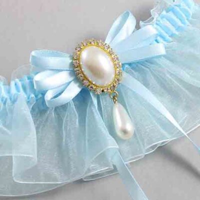 Alice Blue and Light-Blue Organza Wedding Garter / Solid Blue Wedding Garters / Wedding Garter / Custom Wedding Garter / Bridal Garter / Prom Garter / Linda Joyce Couture / Personalized Garter / Personalized Wedding Garter / Personalized Prom Garter