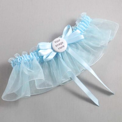 Alice Blue and Light-Blue Organza Wedding Garter / Solid Blue Wedding Garters / Wedding Garter / Custom Wedding Garter / Bridal Garter / Prom Garter / Linda Joyce Couture / Personalized Garter / Personalized Wedding Garter / Personalized Prom Garter