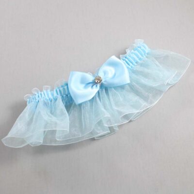 Alice Blue and Light-Blue Organza Wedding Garter / Solid Blue Wedding Garters / Wedding Garter / Custom Wedding Garter / Bridal Garter / Prom Garter / Linda Joyce Couture / Personalized Garter / Personalized Wedding Garter / Personalized Prom Garter