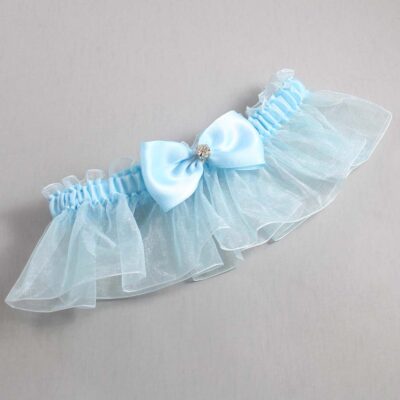 Alice Blue and Light-Blue Organza Wedding Garter / Solid Blue Wedding Garters / Wedding Garter / Custom Wedding Garter / Bridal Garter / Prom Garter / Linda Joyce Couture / Personalized Garter / Personalized Wedding Garter / Personalized Prom Garter
