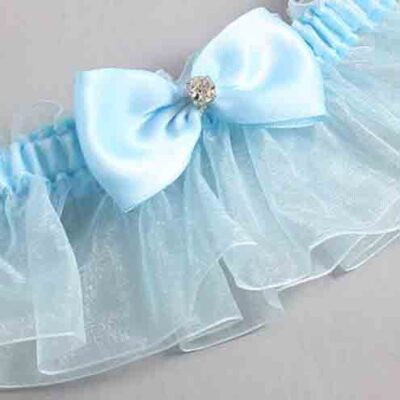 Alice Blue and Light-Blue Organza Wedding Garter / Solid Blue Wedding Garters / Wedding Garter / Custom Wedding Garter / Bridal Garter / Prom Garter / Linda Joyce Couture / Personalized Garter / Personalized Wedding Garter / Personalized Prom Garter