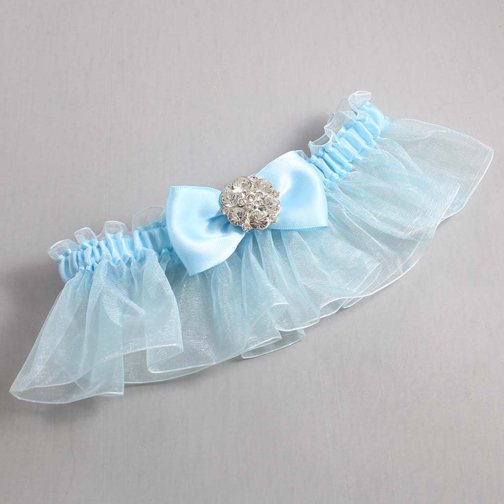 Alice Blue and Light-Blue Organza Wedding Garter / Solid Blue Wedding Garters / Wedding Garter / Custom Wedding Garter / Bridal Garter / Prom Garter / Linda Joyce Couture / Personalized Garter / Personalized Wedding Garter / Personalized Prom Garter