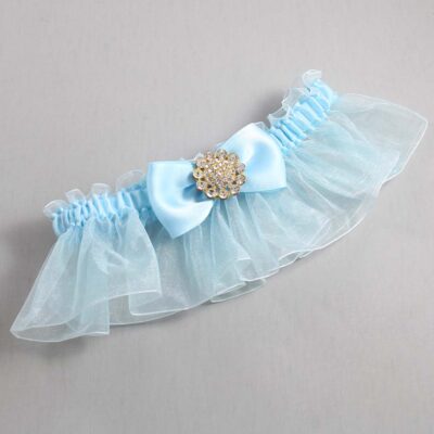 Alice Blue and Light-Blue Organza Wedding Garter / Solid Blue Wedding Garters / Wedding Garter / Custom Wedding Garter / Bridal Garter / Prom Garter / Linda Joyce Couture / Personalized Garter / Personalized Wedding Garter / Personalized Prom Garter