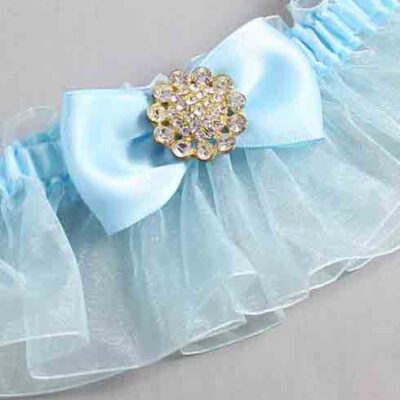 Alice Blue and Light-Blue Organza Wedding Garter / Solid Blue Wedding Garters / Wedding Garter / Custom Wedding Garter / Bridal Garter / Prom Garter / Linda Joyce Couture / Personalized Garter / Personalized Wedding Garter / Personalized Prom Garter