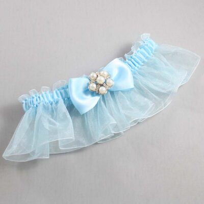 Alice Blue and Light-Blue Organza Wedding Garter / Solid Blue Wedding Garters / Wedding Garter / Custom Wedding Garter / Bridal Garter / Prom Garter / Linda Joyce Couture / Personalized Garter / Personalized Wedding Garter / Personalized Prom Garter