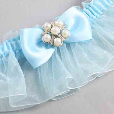 Alice Blue and Light-Blue Organza Wedding Garter / Solid Blue Wedding Garters / Wedding Garter / Custom Wedding Garter / Bridal Garter / Prom Garter / Linda Joyce Couture / Personalized Garter / Personalized Wedding Garter / Personalized Prom Garter