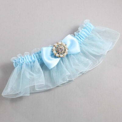 Alice Blue and Light-Blue Organza Wedding Garter / Solid Blue Wedding Garters / Wedding Garter / Custom Wedding Garter / Bridal Garter / Prom Garter / Linda Joyce Couture / Personalized Garter / Personalized Wedding Garter / Personalized Prom Garter