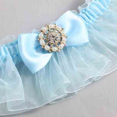 Alice Blue and Light-Blue Organza Wedding Garter / Solid Blue Wedding Garters / Wedding Garter / Custom Wedding Garter / Bridal Garter / Prom Garter / Linda Joyce Couture / Personalized Garter / Personalized Wedding Garter / Personalized Prom Garter