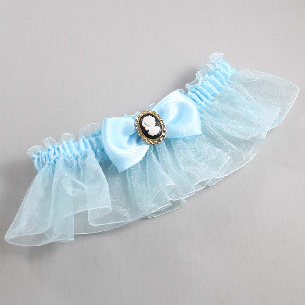 Alice Blue and Light-Blue Organza Wedding Garter / Solid Blue Wedding Garters / Wedding Garter / Custom Wedding Garter / Bridal Garter / Prom Garter / Linda Joyce Couture / Personalized Garter / Personalized Wedding Garter / Personalized Prom Garter