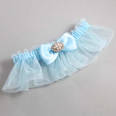 Alice Blue and Light-Blue Organza Wedding Garter / Solid Blue Wedding Garters / Wedding Garter / Custom Wedding Garter / Bridal Garter / Prom Garter / Linda Joyce Couture / Personalized Garter / Personalized Wedding Garter / Personalized Prom Garter