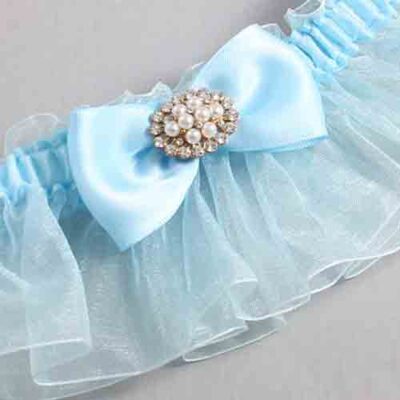 Alice Blue and Light-Blue Organza Wedding Garter / Solid Blue Wedding Garters / Wedding Garter / Custom Wedding Garter / Bridal Garter / Prom Garter / Linda Joyce Couture / Personalized Garter / Personalized Wedding Garter / Personalized Prom Garter
