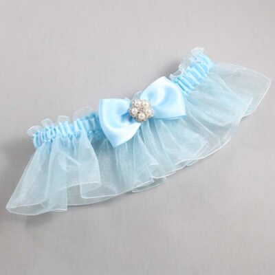 Alice Blue and Light-Blue Organza Wedding Garter / Solid Blue Wedding Garters / Wedding Garter / Custom Wedding Garter / Bridal Garter / Prom Garter / Linda Joyce Couture / Personalized Garter / Personalized Wedding Garter / Personalized Prom Garter